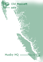 Map of British Columbia Coastal Forest Products Operations